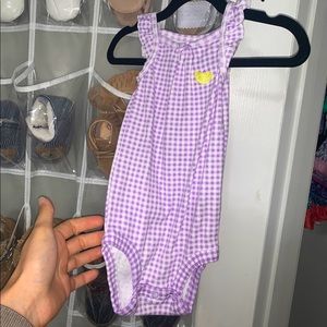 Purple Gingham Onesie (12M) W/ Lemon Embroidery